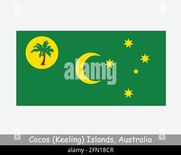 Flagge Der Kokosinseln (Keeling). Australian Indian Ocean Territory, External Territory of Australia. EPS-Vektorgrafik Datei ausschneiden Stock Vektor