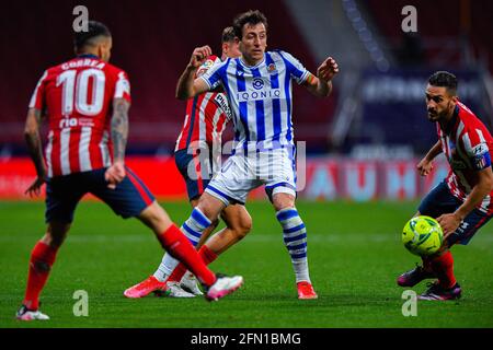 MADRID, SPANIEN - 12. MAI: Mikel Oyarzabal von Real Sociedad, Koke von Atletico Madrid während des La Liga Santander-Spiels zwischen Atletico Madrid und Real Stockfoto