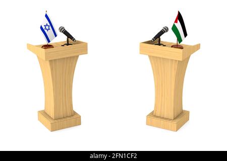 Beziehungen zwischen Israel und Palästina. 3D-Illustration Stockfoto