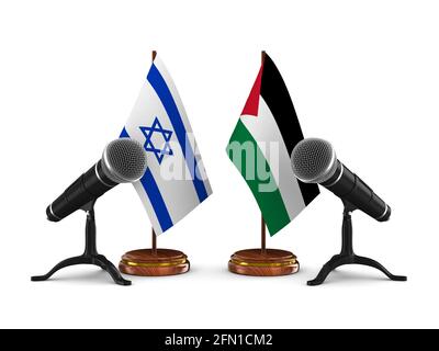 Beziehungen zwischen Israel und Palästina. 3D-Illustration Stockfoto