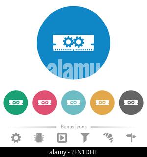 Speicheroptimierung flache weiße Symbole auf runden Farbhintergründen. 6 Bonus-Symbole enthalten. Stock Vektor