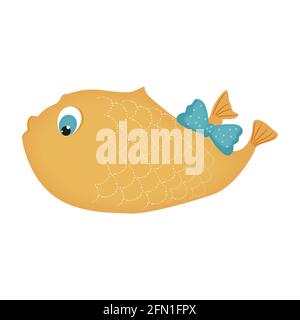 Goldener Fisch netter Cartoon-Charakter. Stock Vektor