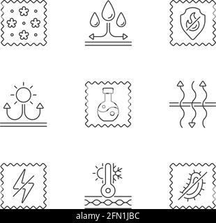 Lineare Symbole für Struktureigenschaften festgelegt Stock Vektor