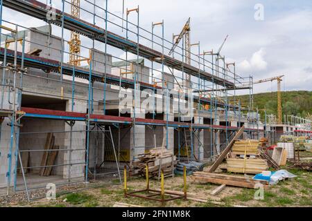 Neues Wohnviertel mit 150 Parzellen, auf dem Gelände des ehemaligen Kohlebergwerks der AG Lohberg in Dinslaken, wird die Siedlung mit grüner Energie und versorgt Stockfoto