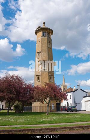 Harwich Leuchtturm, Blick auf den High Lighthouse im Zentrum der HafenAltstadt von Harwich, Essex, England, Großbritannien Stockfoto