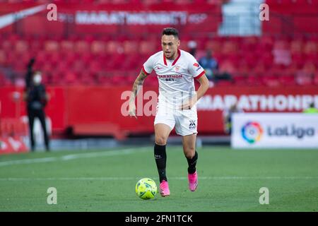 Madrid, Spanien. Mai 2021. Lucas Ocampos aus Sevilla während des Fußballspiels der spanischen Meisterschaft La Liga zwischen dem FC Sevilla und dem FC Valencia am 12. Mai 2021 im Stadion Ramon Sanchez Pizjuan in Sevilla, Spanien - Foto Joaquin Corchero/Spanien DPPI/DPPI/LiveMedia Kredit: Unabhängige Fotoagentur/Alamy Live News Stockfoto