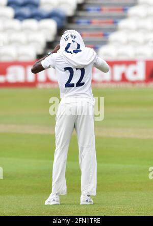 Hove, Großbritannien. Mai 2021. Jofra Archer, der am ersten Tag des LV= Insurance County Championship-Spiels auf dem 1. Central County Ground in Hove für Sussex gegen Kent antreten wird. : Kredit: Simon Dack/Alamy Live News Stockfoto