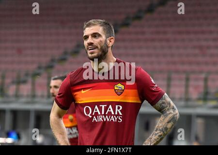 Mailand, Italien. Mai 2021. Davide Santon (18) von Roma gesehen während der Serie EIN Spiel zwischen Inter und Roma bei Giuseppe Meazza in Mailand. (Foto: Gonzales Photo/Alamy Live News Stockfoto