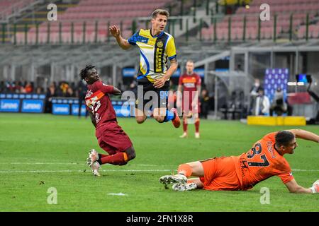 Mailand, Italien. Mai 2021. Andrea Pinamonti (99) von Inter gesehen während der Serie EIN Spiel zwischen Inter und Roma bei Giuseppe Meazza in Mailand. (Foto: Gonzales Photo/Alamy Live News Stockfoto