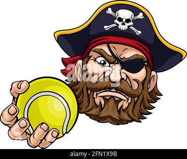 Pirate Tennis Ball Sport Maskottchen Cartoon Stock Vektor