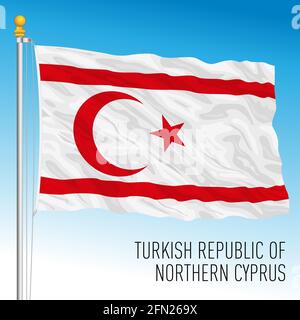 Offizielle Nationalflagge Nordzypern, türkisches Territorium, Vektorgrafik Stock Vektor