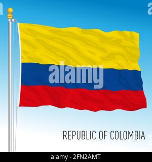 Kolumbien offizielle Nationalflagge, Südamerika, Vektorgrafik Stock Vektor