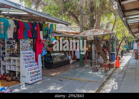 Souvenirstände in der historischen Innenstadt von Santiago, Chile Stockfoto