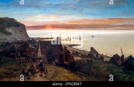 Saint Valery-en-Caux, Sonnenuntergang, Johan Barthold Jongkind, 1852, Kroller-Muller Museum, Nationalpark Hoge Veluwe, Otterlo, Niederlande, Europa Stockfoto