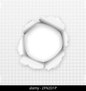 Zerrissenes Loch und zerrissenes Papier auf transparentem Hintergrund, Vektorgrafik und Illustration. Stock Vektor