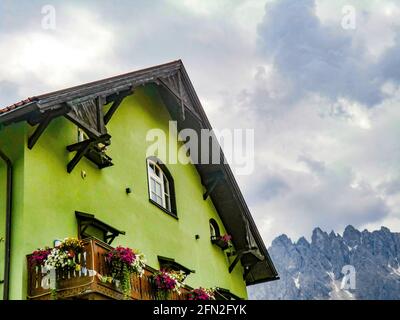 Innichen, Altstadt, Innichen, Dolomiten dahinter, Provinz Südtirol, Trentino-Südtirol, Italien, Pustertal Stockfoto