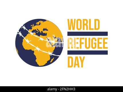 World Refugee Day Vektor Illustration. Geeignet für Grußkarte, Poster und Banner Stock Vektor