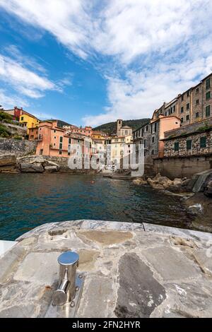 Das kleine und alte Dorf Tellaro, Ferienort im Golf von La Spezia, Gemeinde Lerici, Ligurien, Italien, Südeuropa. Stockfoto