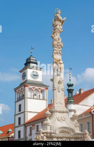 Tschechische Republik, Südböhmen - Trebon - Masarykovo Platz. Stockfoto