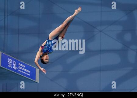 Budapest, Ungarn. Mai 2021. BUDAPEST, UNGARN - 13. MAI: Maissam Naji aus Frankreich tritt in der Womens 10M Plattform vor der LEN European Aquatics Championships an Tauchen in der Duna Arena am 13. Mai 2021 in Budapest, Ungarn (Foto von Andre Weening/Orange Picics) Kredit: Orange Pics BV/Alamy Live News Stockfoto