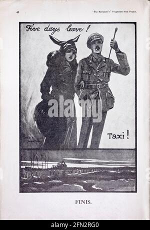 Bruce Bairnsfather The Bystanders Fragmente aus France Vol. 1 Complete Magazine minus Innenteil des Rückeinbänders. Ausrichtung und Farben sind wie im Original Stockfoto