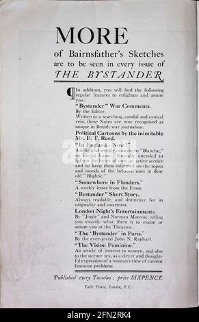 Bruce Bairnsfather The Bystanders Fragmente aus France Vol. 1 Complete Magazine minus Innenteil des Rückeinbänders. Ausrichtung und Farben sind wie im Original Stockfoto