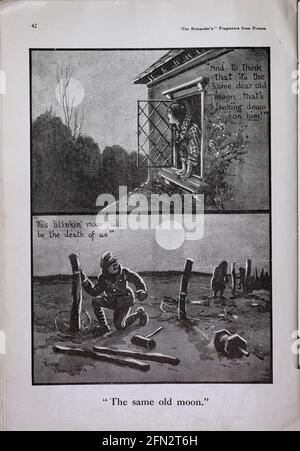 Bruce Bairnsfather The Bystanders Fragmente aus France Vol. 1 Complete Magazine minus Innenteil des Rückeinbänders. Ausrichtung und Farben sind wie im Original Stockfoto