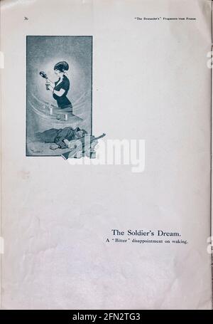 Bruce Bairnsfather The Bystanders Fragmente aus France Vol. 1 Complete Magazine minus Innenteil des Rückeinbänders. Ausrichtung und Farben sind wie im Original Stockfoto