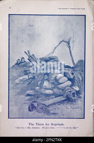 Bruce Bairnsfather The Bystanders Fragmente aus France Vol. 1 Complete Magazine minus Innenteil des Rückeinbänders. Ausrichtung und Farben sind wie im Original Stockfoto