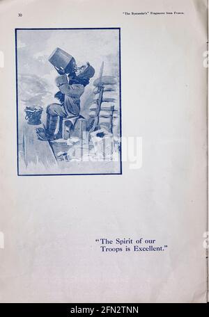 Bruce Bairnsfather The Bystanders Fragmente aus France Vol. 1 Complete Magazine minus Innenteil des Rückeinbänders. Ausrichtung und Farben sind wie im Original Stockfoto