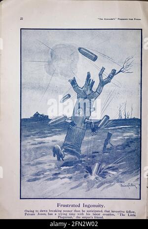 Bruce Bairnsfather The Bystanders Fragmente aus France Vol. 1 Complete Magazine minus Innenteil des Rückeinbänders. Ausrichtung und Farben sind wie im Original Stockfoto