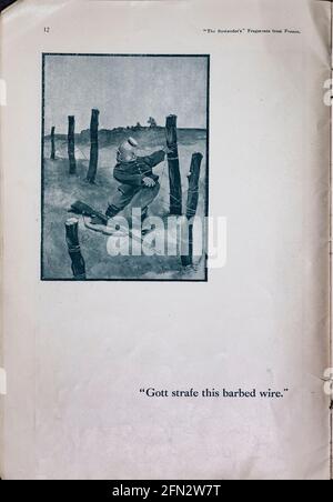 Bruce Bairnsfather The Bystanders Fragmente aus France Vol. 1 Complete Magazine minus Innenteil des Rückeinbänders. Ausrichtung und Farben sind wie im Original Stockfoto
