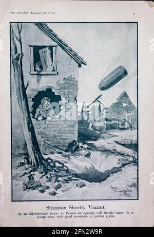 Bruce Bairnsfather The Bystanders Fragmente aus France Vol. 1 Complete Magazine minus Innenteil des Rückeinbänders. Ausrichtung und Farben sind wie im Original Stockfoto