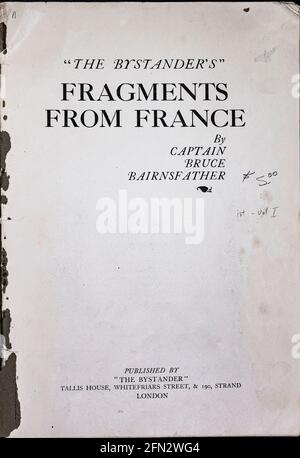 Bruce Bairnsfather The Bystanders Fragmente aus France Vol. 1 Complete Magazine minus Innenteil des Rückeinbänders. Ausrichtung und Farben sind wie im Original Stockfoto