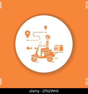 Glyphensymbol für Kurierzustellung. Mann fährt Motorrad. Expressversand. Für Webseite, App anmelden. UI UX GUI Design-Element Stock Vektor