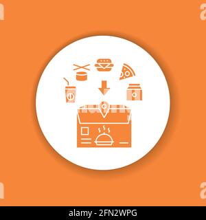 Glyphen-Symbol für die Lebensmittelzustellung. Offene Box mit Fast Food. Für Webseite, App anmelden. UI UX GUI Design-Element. Stock Vektor