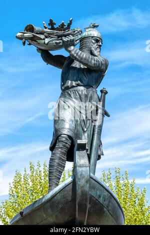 Hagendenkmal an der Rheinpromenade in Worms, Deutschland Stockfoto