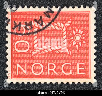 Briefmarke gedruckt in Norwegen, zeigt Marine Knoten, um 1963 Stockfoto