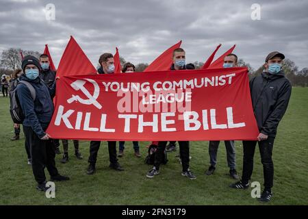 Tötet Den Bill-Protest. Tausende von Demonstranten versammeln sich im Hyde Park, um gegen ein geplantes ‘„Anti-Protest“-Gesetz zur Polizeikriminalität zu demonstrieren. London, Großbritannien Stockfoto