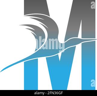 Buchstabe M-Logo mit Pelikan Vogel Symbol Design-Vektor Stock Vektor