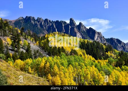 Herbstfarben auf dem San Juan Skyway in Colorado Stockfoto