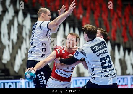 Aalborg, Dänemark. Mai 2021. Felix Claar (7) von Aalborg Handball im Viertelfinale der EHF Champions League zwischen Aalborg Handball und SG Flensburg-Handewitt in der Jutlander Bank Arena in Aalborg. (Foto: Gonzales Photo/Alamy Live News Stockfoto