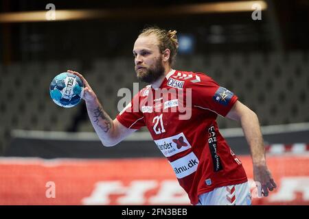 Aalborg, Dänemark. Mai 2021. Henrik Mollgaard (21) von Aalborg Handball im Viertelfinale der EHF Champions League zwischen Aalborg Handball und SG Flensburg-Handewitt in der Jutlander Bank Arena in Aalborg. (Foto: Gonzales Photo/Alamy Live News Stockfoto