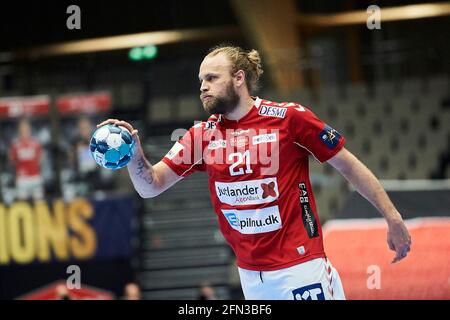 Aalborg, Dänemark. Mai 2021. Henrik Mollgaard (21) von Aalborg Handball im Viertelfinale der EHF Champions League zwischen Aalborg Handball und SG Flensburg-Handewitt in der Jutlander Bank Arena in Aalborg. (Foto: Gonzales Photo/Alamy Live News Stockfoto