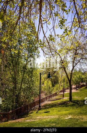 Der Park in der Nähe der Innenstadt von Santa Fe, NM Stockfoto
