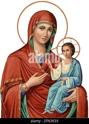 mary nazareth orthodoxe Kirche Baby jesus theotokos heilige Illustration Stockfoto