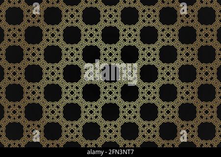 Goldene Art déco-Nahtlosmuster. Luxuriöse dekorative Ornamente mit goldenen geometrischen Formen und Vintage-Hintergrund. Stock Vektor