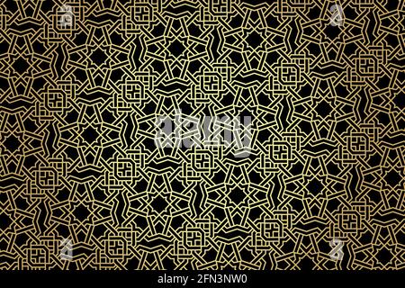 Goldene Art déco-Nahtlosmuster. Luxuriöse dekorative Ornamente mit goldenen geometrischen Formen und Vintage-Hintergrund. Stock Vektor