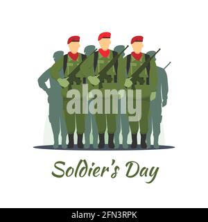 Poster zum Soldatentag. Ehrt alle, die gedient haben. Soldier's Day Illustration mit Silhouette Stock Vektor