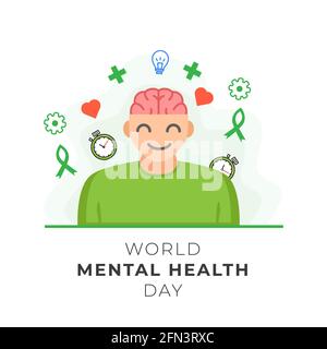 Vektor-Illustration Zum Welttag Der Geistigen Gesundheit Banner Stock Vektor